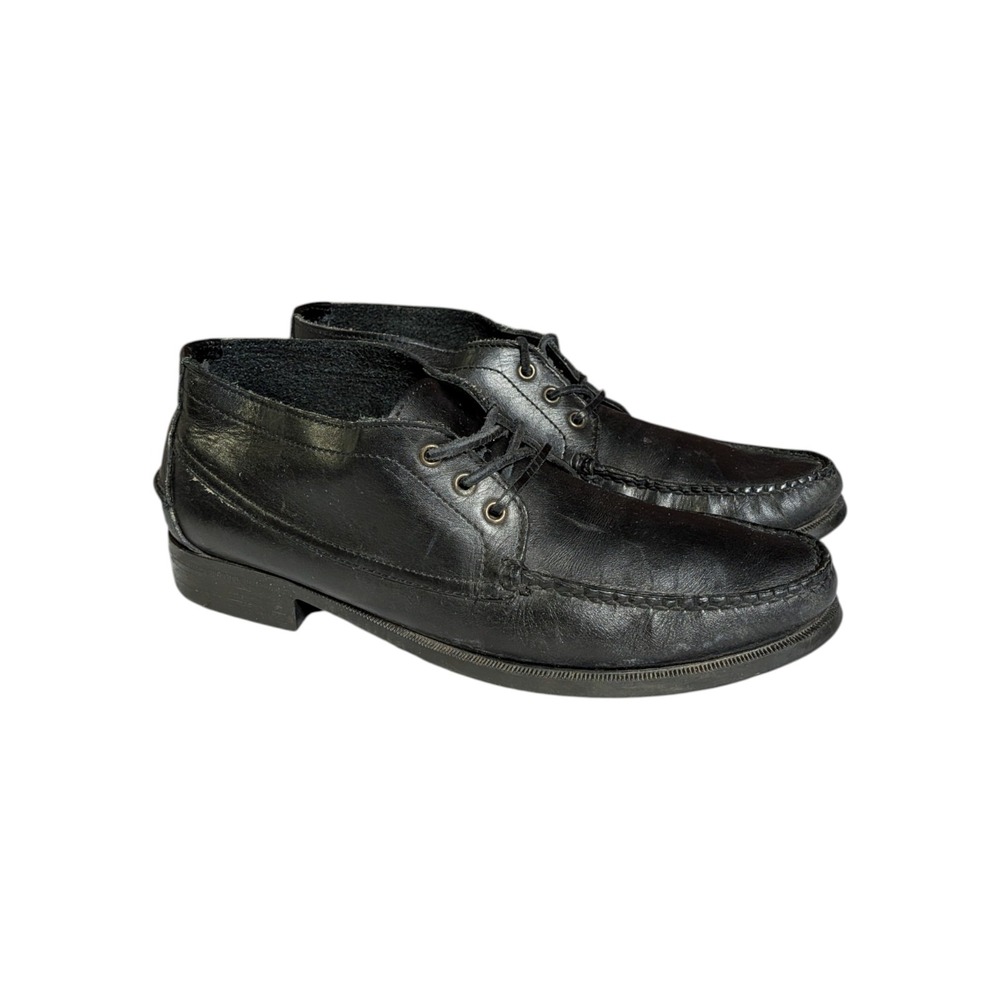 Sebago Chukka Boots Womens Size 12S Narrow Black Leather Moc Toe USA Preppy